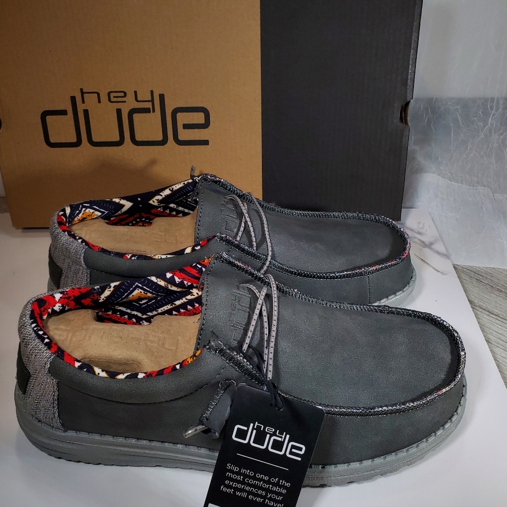 NEW Hey Dude Womens Quarry Gray Leather Casual Comfort Shoes Womens 9 - Picture 2 of 12
